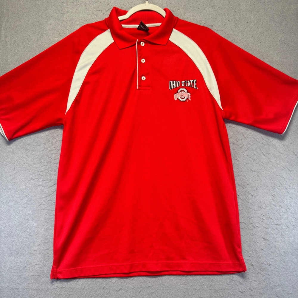 Starter Ohio State Buckeyes Red Polo Shirt Short Sleeve Mens‎ Medium